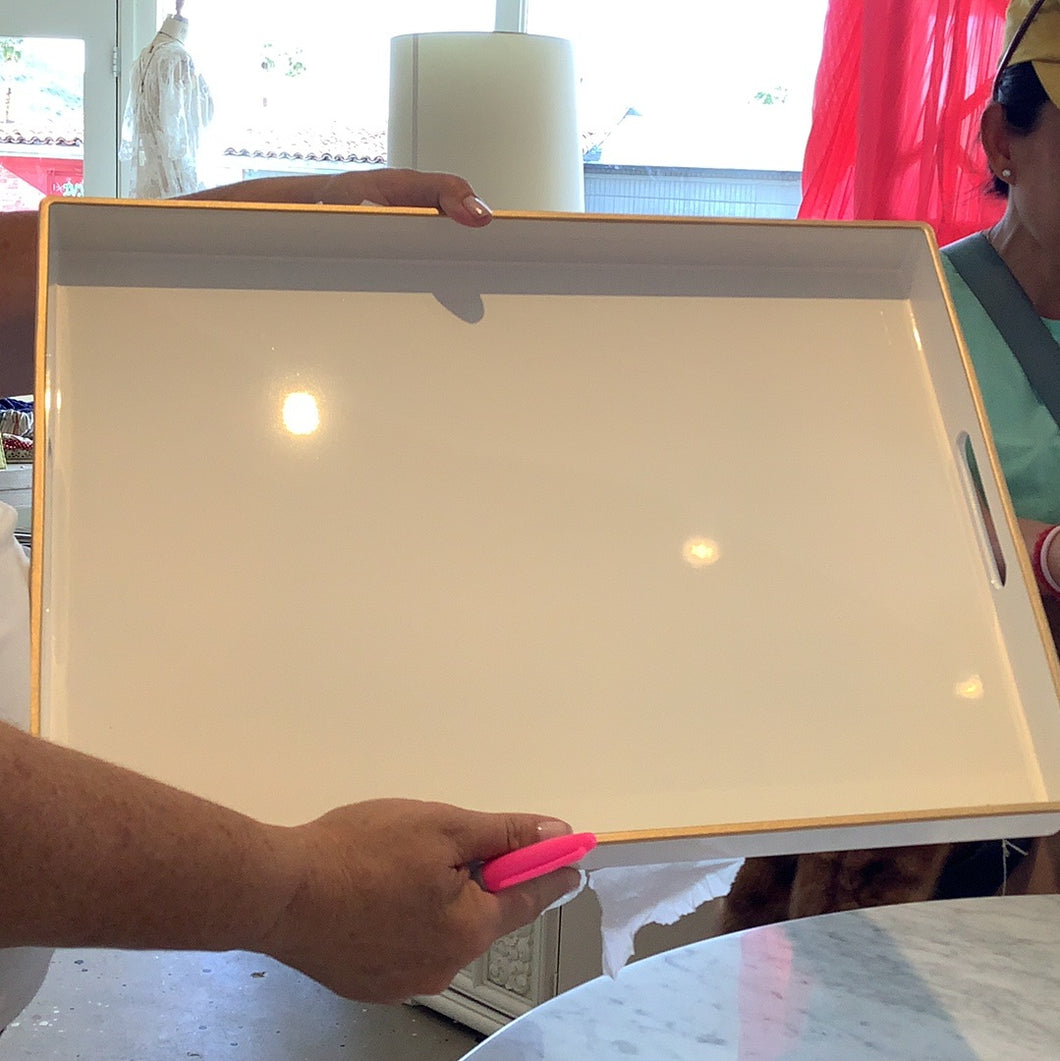 Large rectangular white tray
