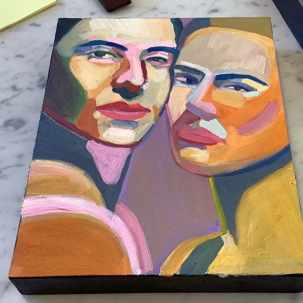 Lia Bonagura-Transue , Painting Couple, Oil on Board